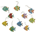 Διακοσμητικό Ψάρι Μεταλλικό Κρεμαστό Multi Colour 9,5x8cm - Κίτρινο