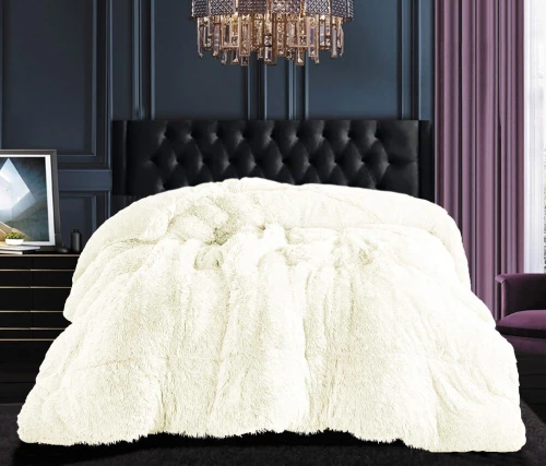 Κουβερτοπάπλωμα μαλλιαρό (170cm x 220cm) λευκό Silk Fashion