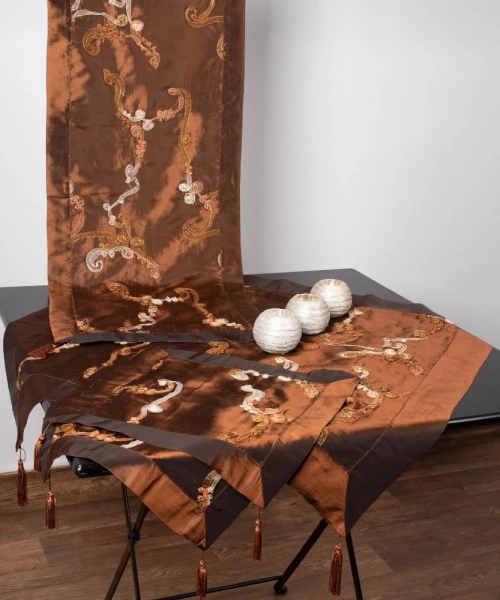 Σετ 4 τεμαχίων ( 40cm x 110cm 80cm x 80cm 2x37cm x 37cm )6271 Καφέ Silk Fashion