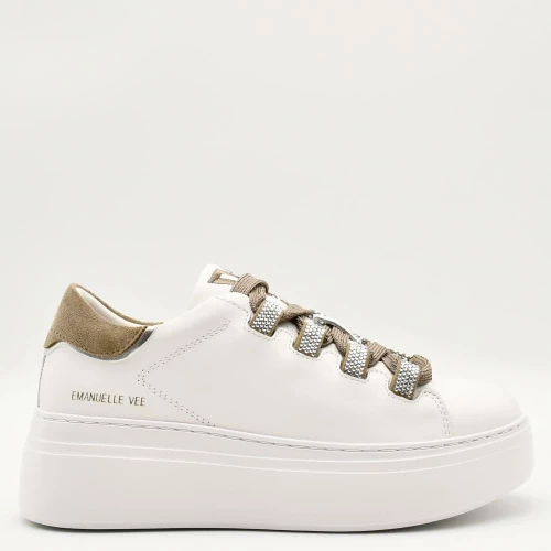 Sneakers Γυναικεία δερμάτινα υπερυψωμένα λευκά
