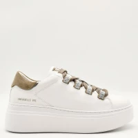 Sneakers Γυναικεία δερμάτινα υπερυψωμένα λευκά