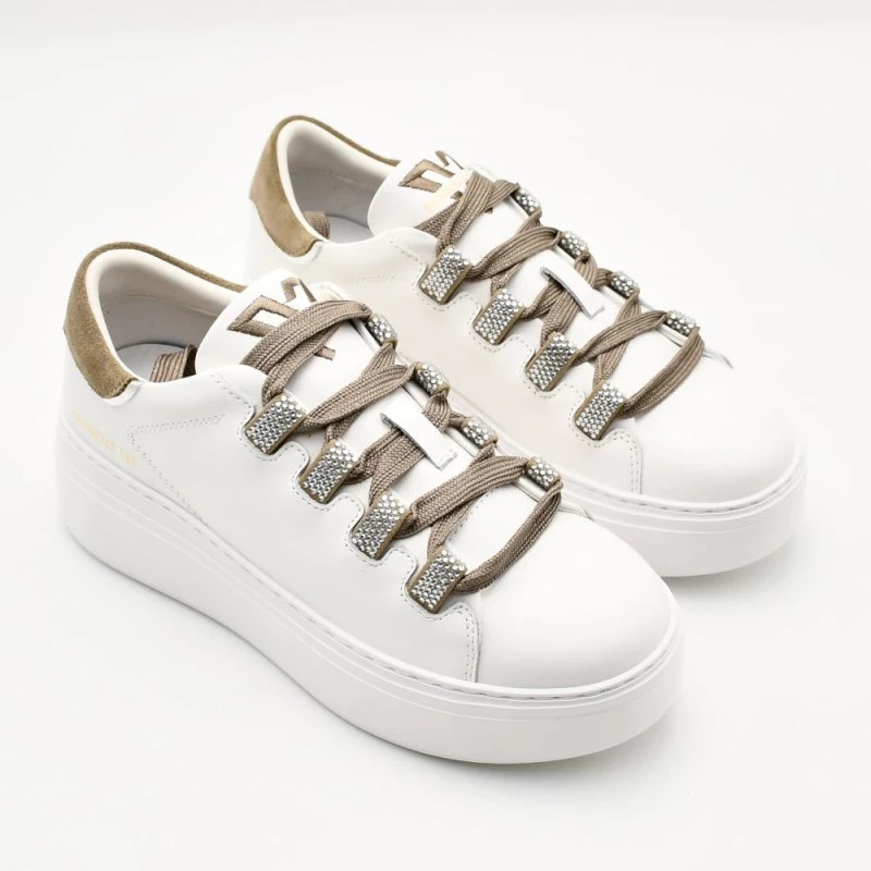 Sneakers Γυναικεία δερμάτινα υπερυψωμένα λευκά