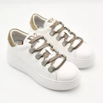 Sneakers Γυναικεία δερμάτινα υπερυψωμένα λευκά