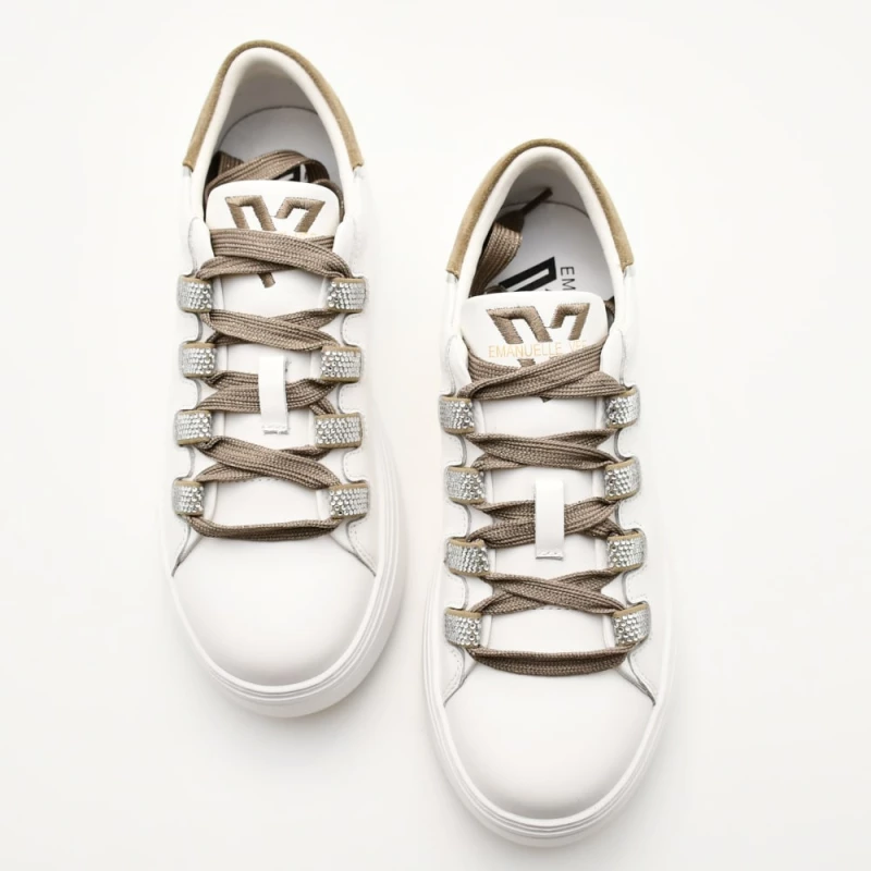 Sneakers Γυναικεία δερμάτινα υπερυψωμένα λευκά