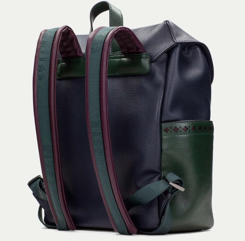 Τσάντες Γυναικείες backpack Hispanitas BI243544-2 Samba σε τεχνόδερμα μπλε σκούρο με κυπαρισσί