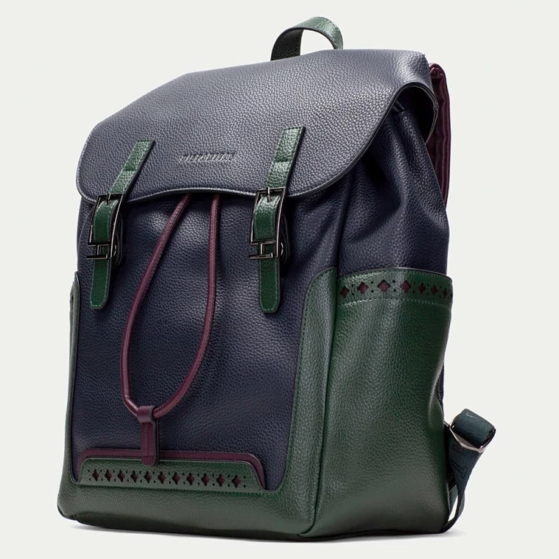 Τσάντες Γυναικείες backpack Hispanitas BI243544-2 Samba σε τεχνόδερμα μπλε σκούρο με κυπαρισσί