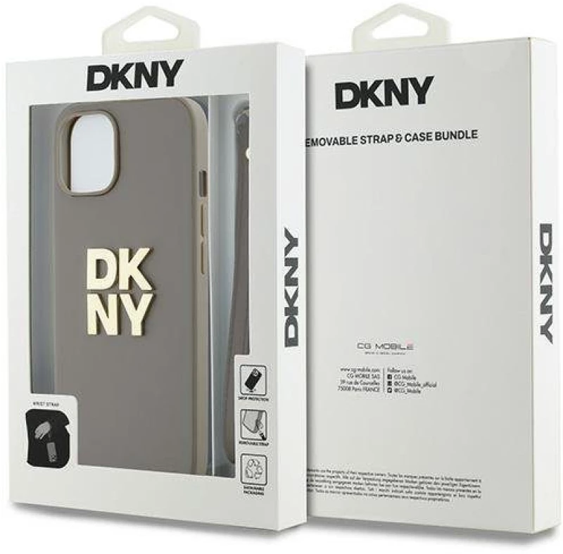 DKNY® Wrist Strap Stock Logo Θήκη για iPhone 13/14/15- Beige (DKHCP15SPBSWSE)