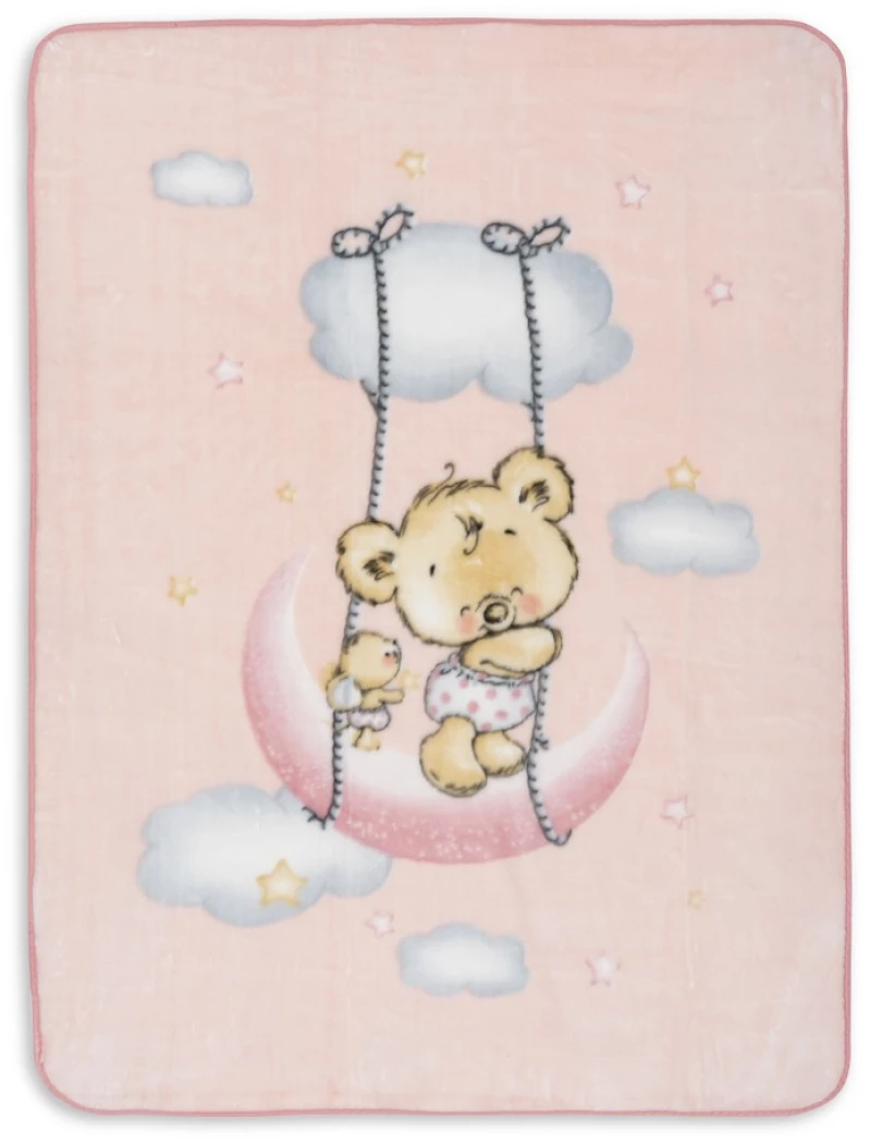 Interbaby Raschel Oso Nube Κουβέρτα Κούνιας Pink