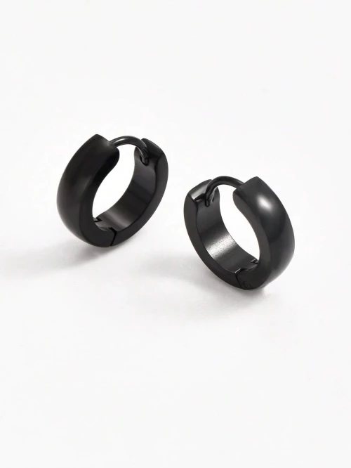 Ανδρικά ατσάλινα σκουλαρίκια μαύρα smooth