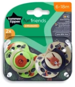 Tommee Tippee Πιπίλα σιλικόνης FunFriends 6-18 μηνών Green Bear Beige Bunny 43335896beige
