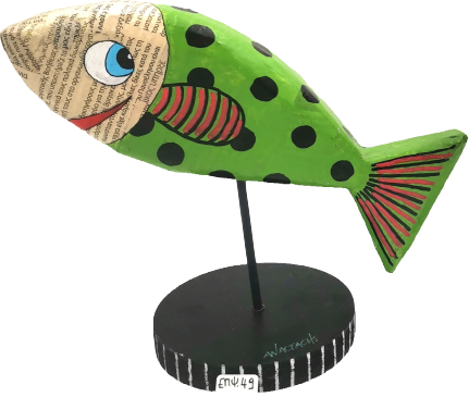 Ψάρι εφημερίδα βάση πράσινο ΕΠΨ49 18cm