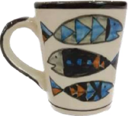 Διακοσμητικά & Επιτραπέζια Πήλινα Ποτήρια-Κούπες - Κούπα Καφέ Κωνική Ψάρια 10x9cm