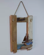 Ξύλινος Καθρέφτης Καράβι 28.5×28.5×39.5cm