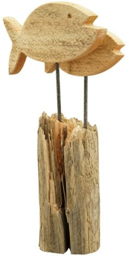 Διακοσμητικό Ψάρια Κορμός Ξύλινος 34εκ.