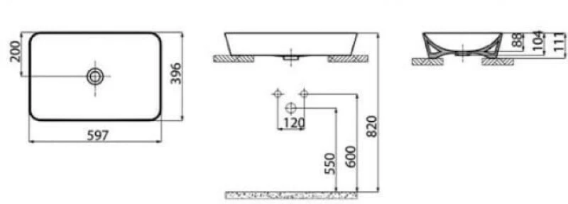 Νιπτήρας Μπάνιου Ελεύθερης Τοποθέτησης 60x40cm Creavit UL060.20000 Basalt Matte