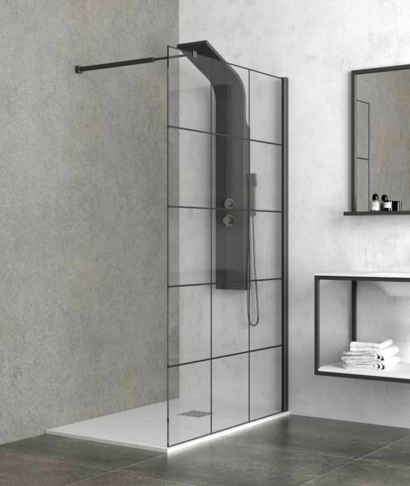 Διαχωριστικό Πάνελ Ντουζιέρας Free 1 Karag 80X200cm Decor 6mm Μαύρο