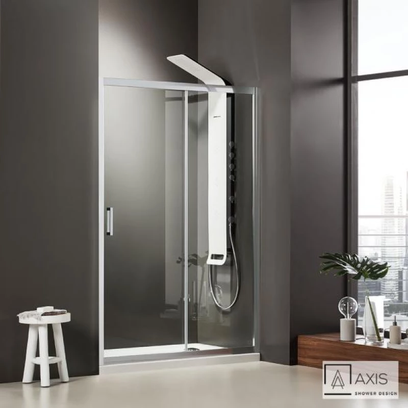 Ευθύγραμμη Καμπίνα Ντουζιέρας Axis Slider 1+1 114-117 x 185cm Clean Glass Chrome