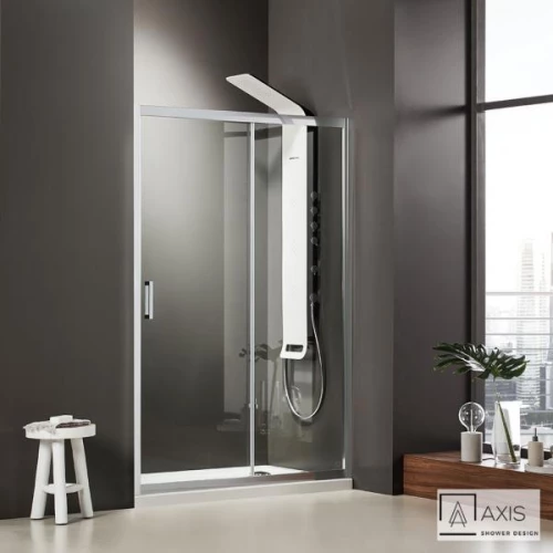 Ευθύγραμμη Καμπίνα Ντουζιέρας Axis Slider 1+1 114-117 x 185cm Clean Glass Chrome