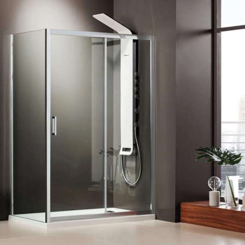 Ευθύγραμμη Καμπίνα Ντουζιέρας Axis Slider 1+1 114-117 x 185cm Clean Glass Chrome