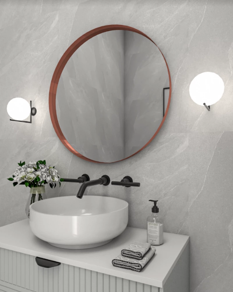 Κρεμαστός Καθρέπτης Iron Circle Slim Φ70 εκ. με Led Bronze (Μπρονζέ)