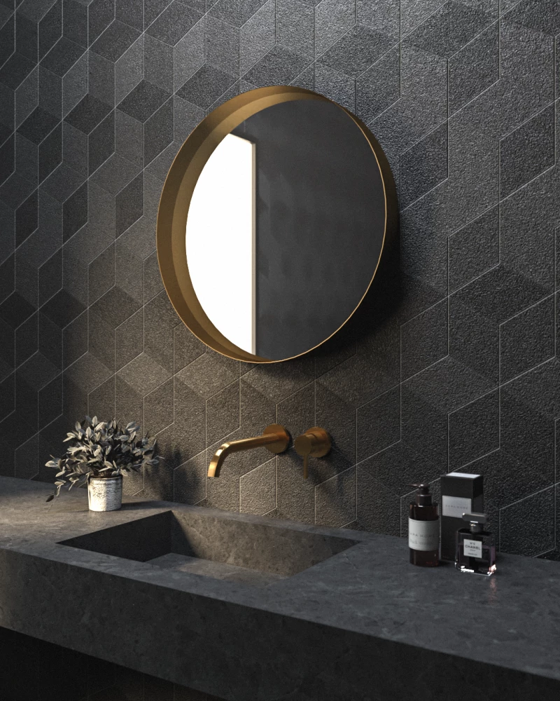 Κρεμαστός Καθρέπτης Iron Circle Φ60 εκ. με Led Black (Μαύρος)