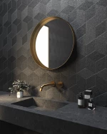 Κρεμαστός Καθρέπτης Iron Circle Φ60 εκ. με Led Black (Μαύρος)