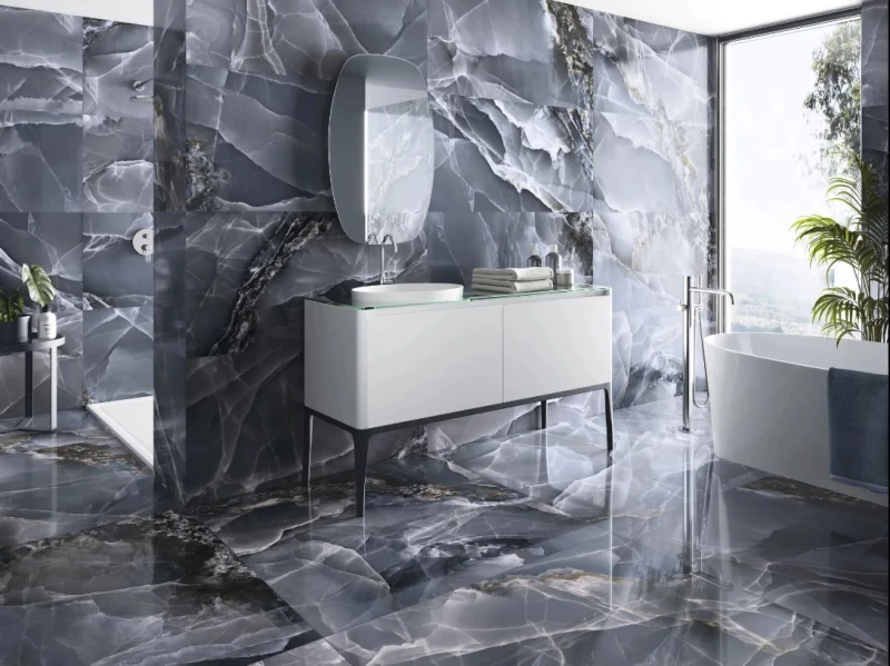 Πλακάκι Onyx Bleu Pulido 60X120 Baldocer Μπλε Γυαλιστερό Μαρμαριζέ