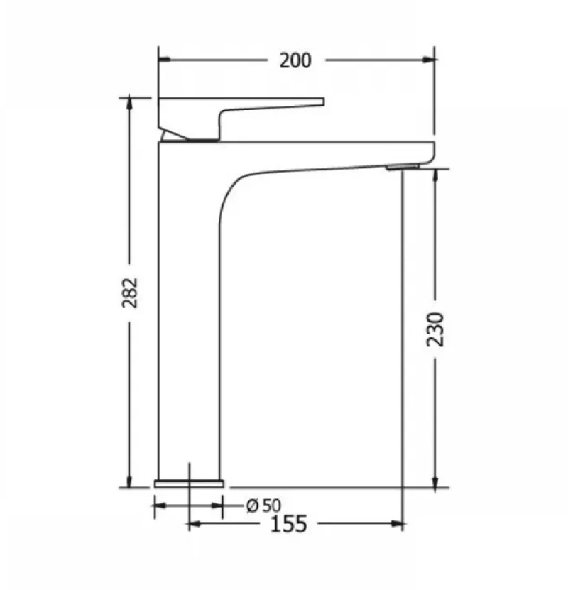 Μπαταρία Νιπτήρα Ψηλή με Ρουξούνι 200 mm Optima Plus Modea 00-2509/B Μαύρο