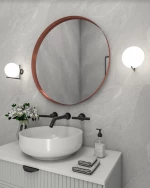 Κρεμαστός Καθρέπτης Iron Circle Slim Φ42 εκ. με Led Bronze (Μπρονζέ)