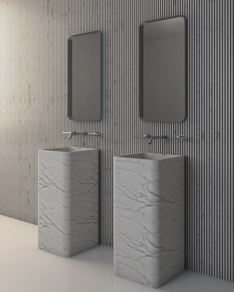 Κρεμαστός Καθρέπτης Iron Curved Wall Slim 42x80 εκ. με Led Bronze (Μπρονζέ)