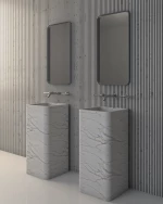 Κρεμαστός Καθρέπτης Iron Curved Wall Slim 42x80 εκ. με Led Bronze (Μπρονζέ)