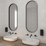 Κρεμαστός Καθρέπτης Iron Semi-Oval 45x100 εκ. με Led Gold Mat (Χρυσό Ματ)