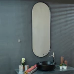 Κρεμαστός Καθρέπτης Iron Semi-Oval 45x125 εκ. με Led Gold Mat (Χρυσό)