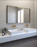 Κρεμαστός Καθρέπτης Iron Square Slim 80x120 εκ. με Led Gold Mat (Χρυσό)