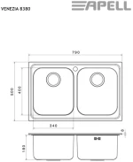 Νεροχύτης Ένθετος Apell Anniversario 8380-110 79x50 Inox Σατινέ