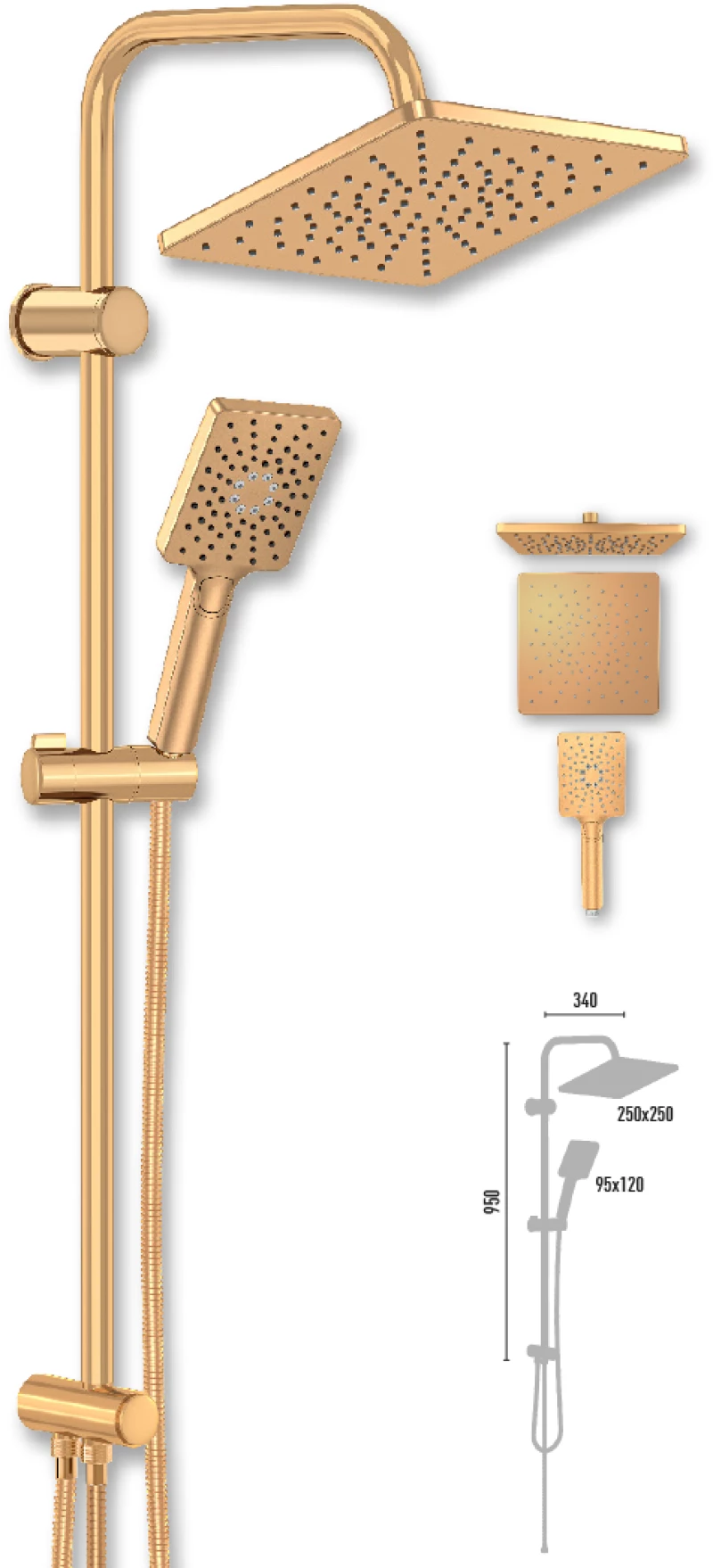Στήλη Ντους Χωρίς Μπαταρία 95εκ. Duscheline Prestige Pera Imperia DM-7509 Χρυσό