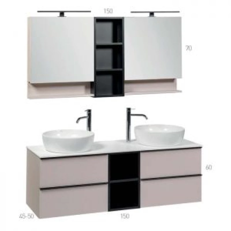 Βάση Επίπλου Μπάνιου Mabo Olia 60 cm Laminate Με Νιπτήρα Slim
