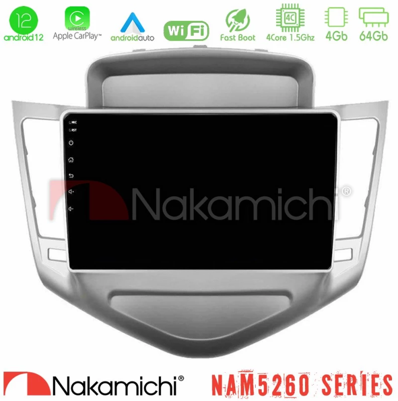 Nakamichi NAM5260 Series 4Core Android12 4+64GB Chevrolet Cruze 2009-2012 Navigation Multimedia Tablet 9" Με Carplay & Android Auto