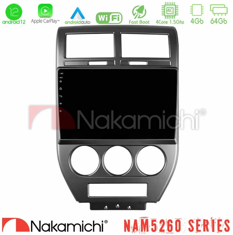 Nakamichi NAM5260 Series 4Core Android12 4+64GB Jeep Compass/Patriot 2007-2008 Navigation Multimedia Tablet 10" Με Carplay & Android Auto
