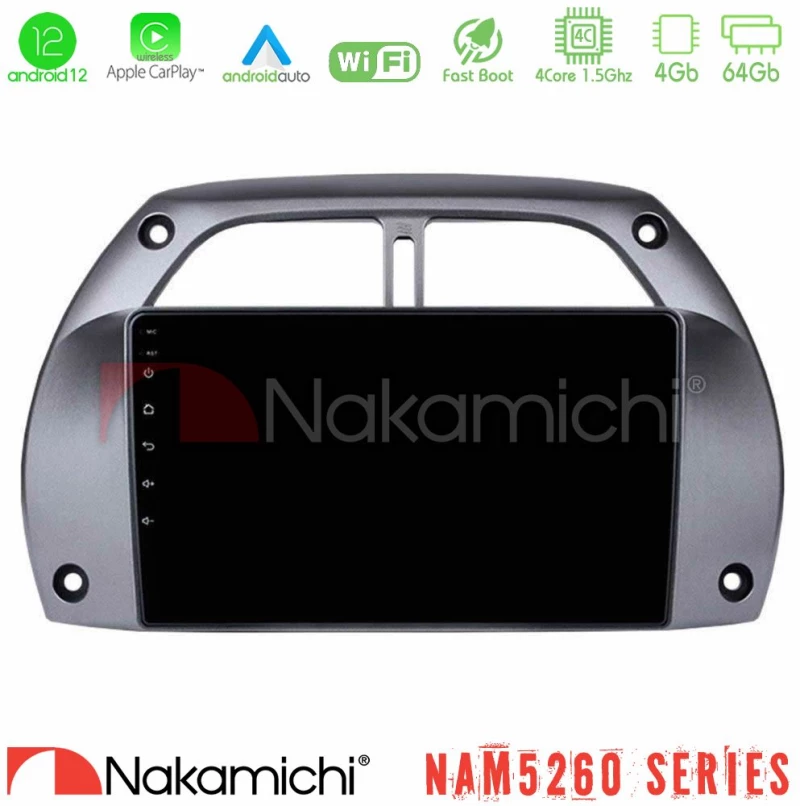 Nakamichi NAM5260 Series 4Core Android12 4+64GB Toyota RAV4 2001 - 2006 Navigation Multimedia Tablet 9" Με Carplay & Android Auto