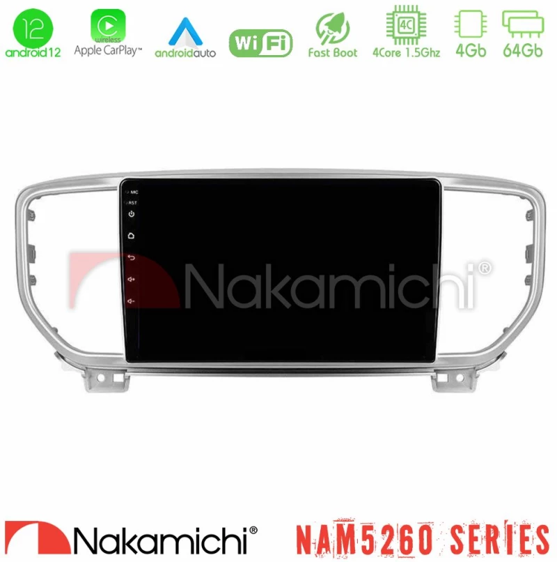 Nakamichi NAM5260 Series 4Core Android12 4+64GB Kia Sportage 2018-2021 Navigation Multimedia Tablet 9" Με Carplay & Android Auto