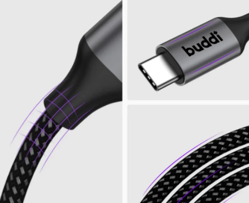 Buddi Flex - Καλώδιο Φόρτισης και Μεταφοράς Δεδομένων Type-C σε Type-C - 300cm - 60W - Black - (8719246446016)