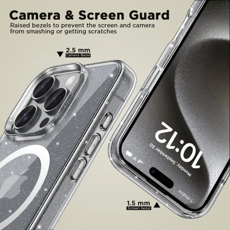 Σκληρή Διάφανη Θήκη MagSafe - Apple iPhone 16 Pro - Tech-Protect FlexAir Hybrid - Glitter (5906302311446)