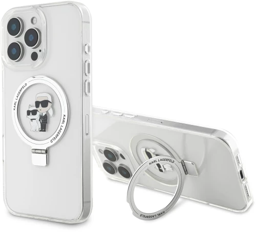 Karl Lagerfeld Magsafe Ringstand Case “karl + Choupette's Head” Θήκη Προστασίας από Σκληρό Πλαστικό για Iphone 16 pro (Διάφανη – Klhmp16lhmrskch)