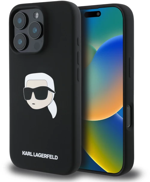 Karl Lagerfeld Magsafe Karl's Head Print Case Θήκη Προστασίας από Σιλικόνη – Iphone 16 pro (Μαύρο – Klhmp16lskhpplk)