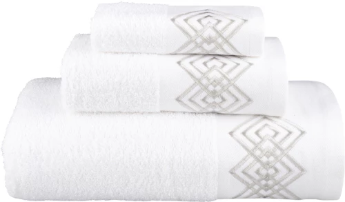 Πετσέτες Σετ 3τμχ Diamond Λευκό Borea