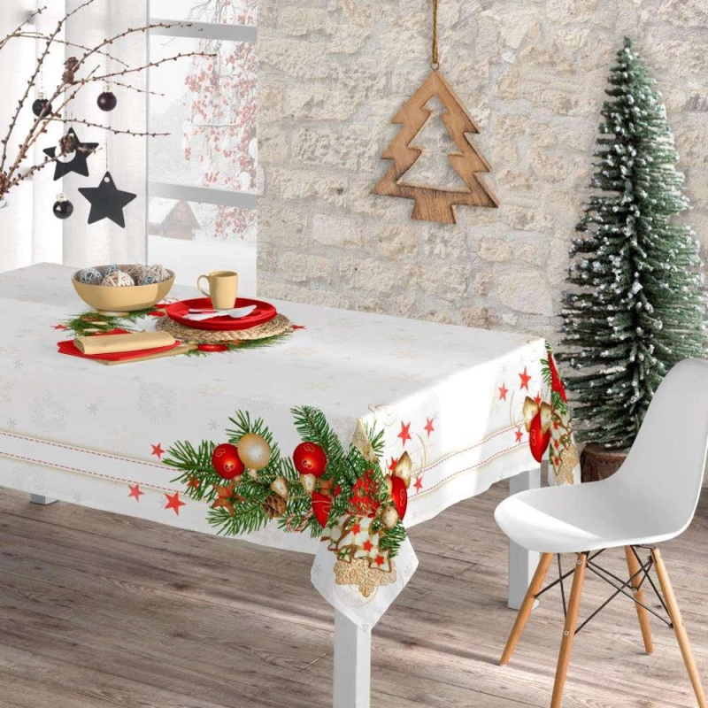 Καρέ Χριστουγεννιάτικο 90x90 Xmas Bells Εκρού Borea