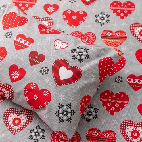 Σεντόνι Διπλό (220x240) Καρδιές Γκρι Borea