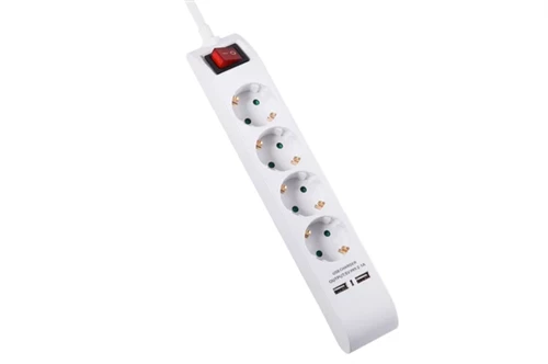 ΠΟΛΥΠΡΙΖΟ 4Θ+2USB(2.1A)+ΔΙΑΚΟΠΤΗ+ΚΑΛ3Χ1.5 1.5Μ