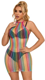 SUBBLIME - 952341 RAINBOW FISHNET BODYSTOCKING ONE SIZE